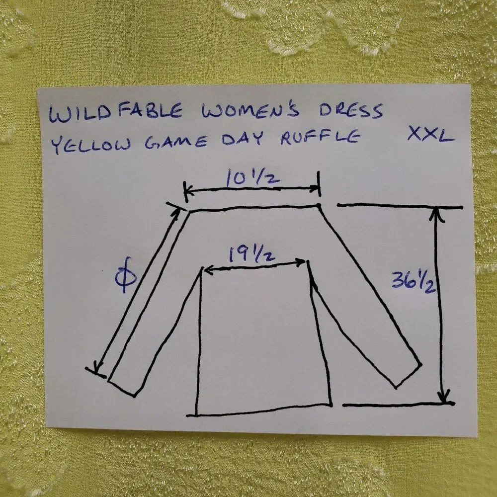 Wild Fable Women's Dress Yellow Game Day Ruffle Mini Skater Tiered NWT Size XXL - Picture 8 of 9
